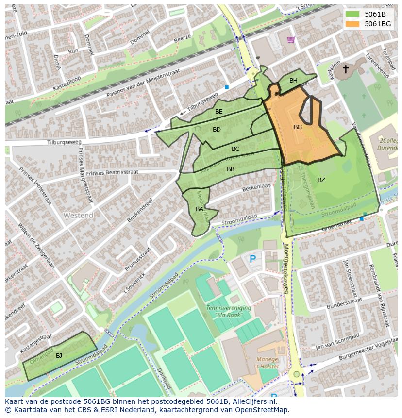 Afbeelding van het postcodegebied 5061 BG op de kaart.