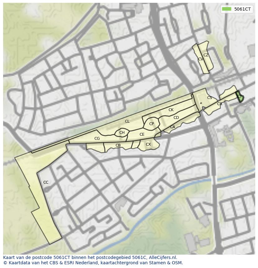 Afbeelding van het postcodegebied 5061 CT op de kaart.