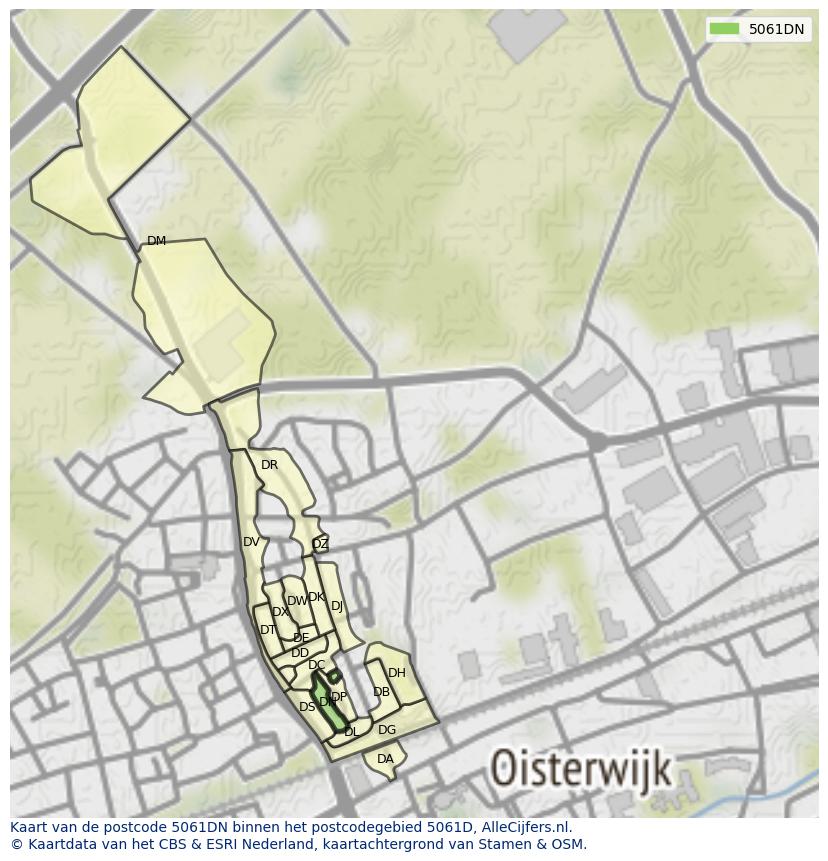 Afbeelding van het postcodegebied 5061 DN op de kaart.