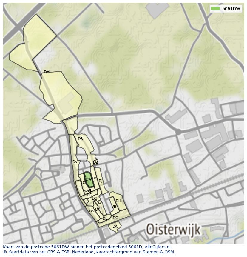 Afbeelding van het postcodegebied 5061 DW op de kaart.