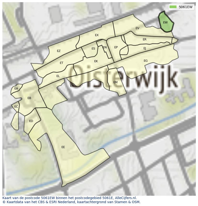 Afbeelding van het postcodegebied 5061 EW op de kaart.