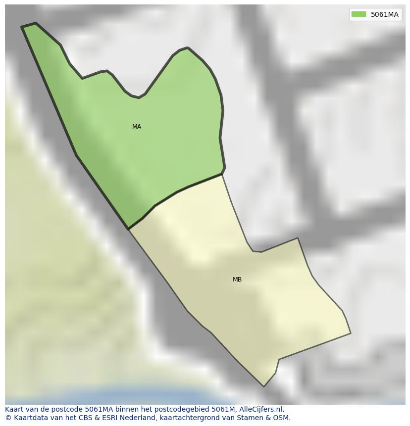 Afbeelding van het postcodegebied 5061 MA op de kaart.