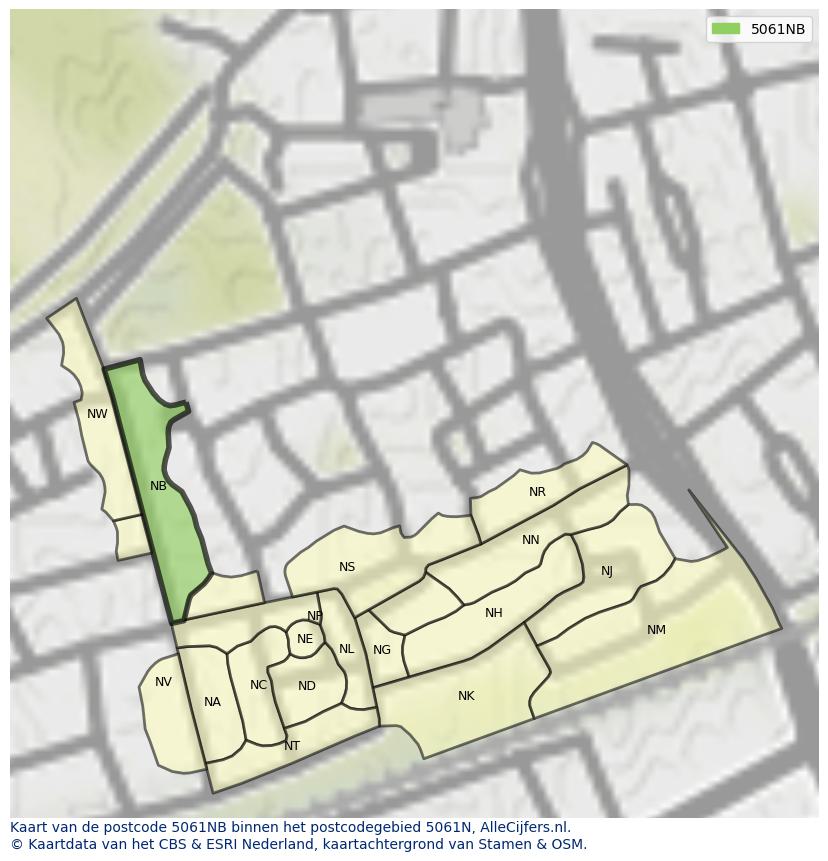 Afbeelding van het postcodegebied 5061 NB op de kaart.