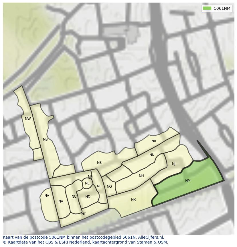 Afbeelding van het postcodegebied 5061 NM op de kaart.