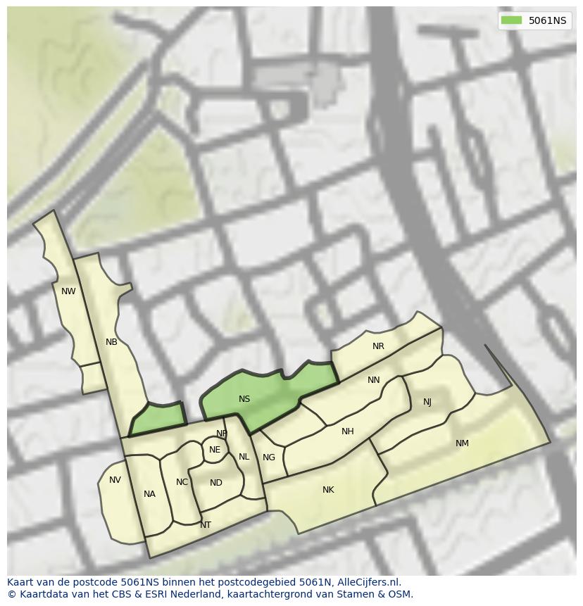Afbeelding van het postcodegebied 5061 NS op de kaart.