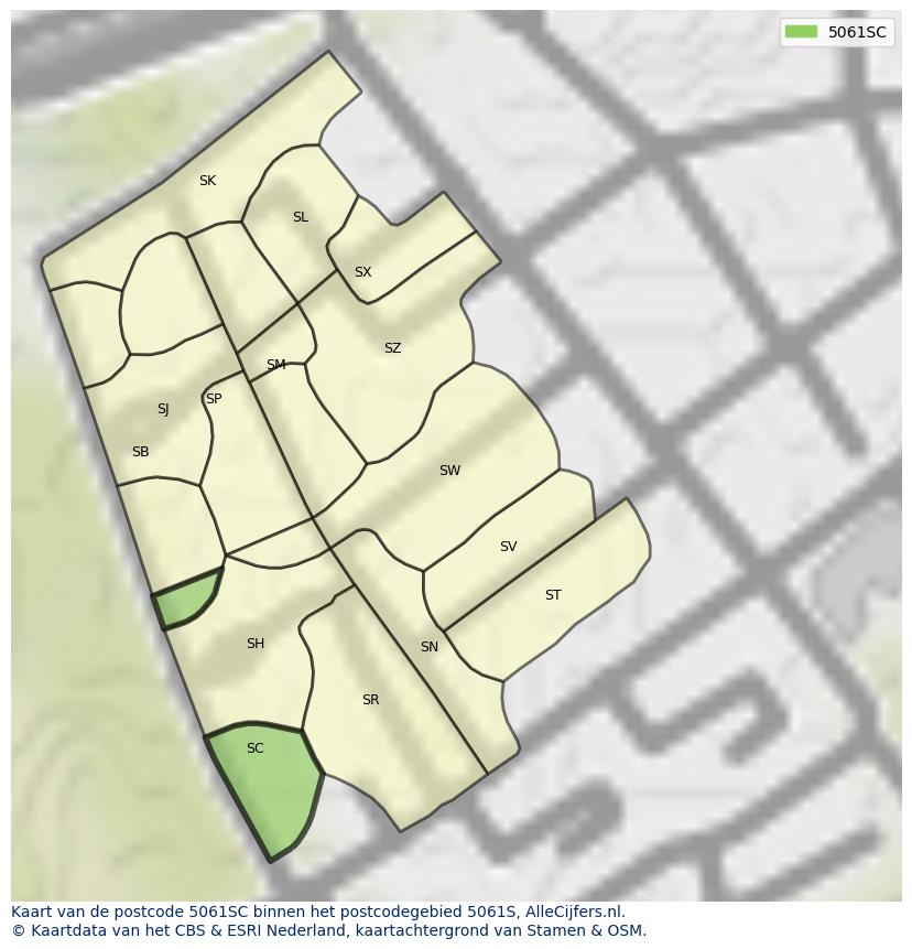 Afbeelding van het postcodegebied 5061 SC op de kaart.