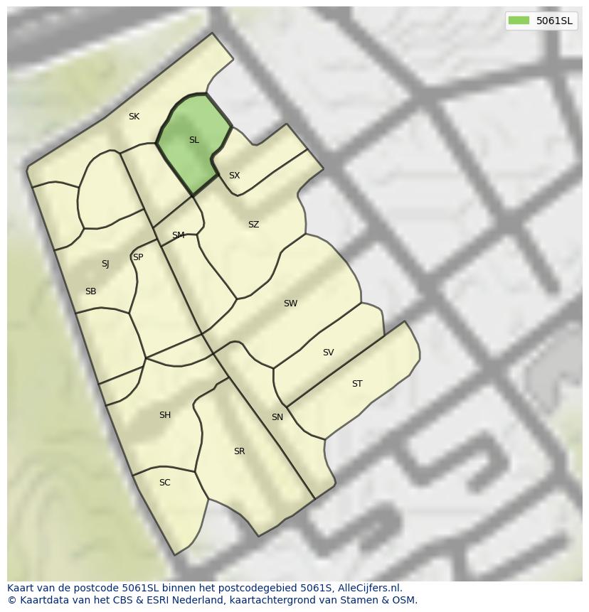 Afbeelding van het postcodegebied 5061 SL op de kaart.