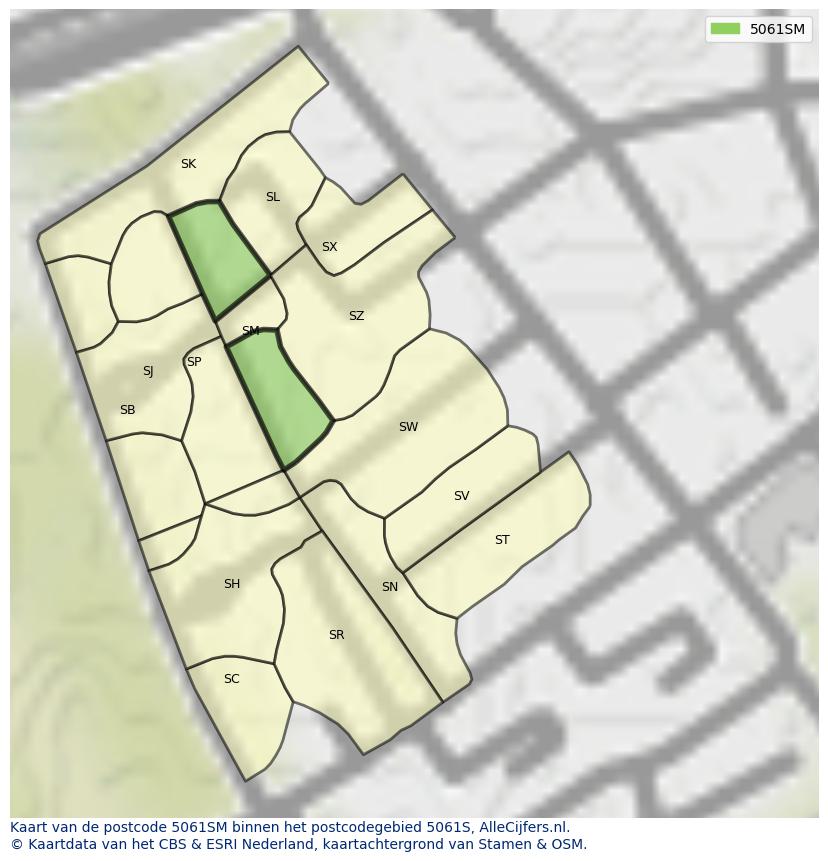 Afbeelding van het postcodegebied 5061 SM op de kaart.