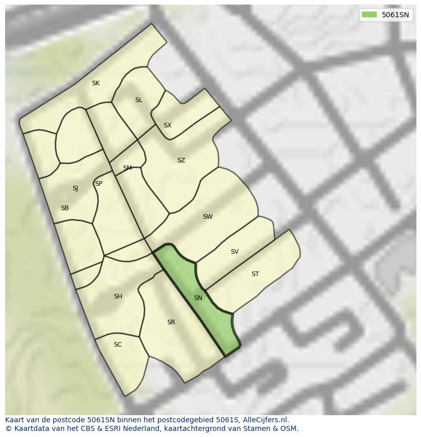 Afbeelding van het postcodegebied 5061 SN op de kaart.