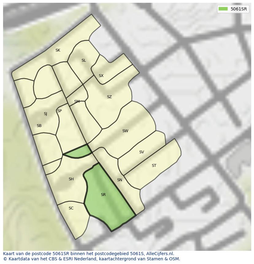 Afbeelding van het postcodegebied 5061 SR op de kaart.