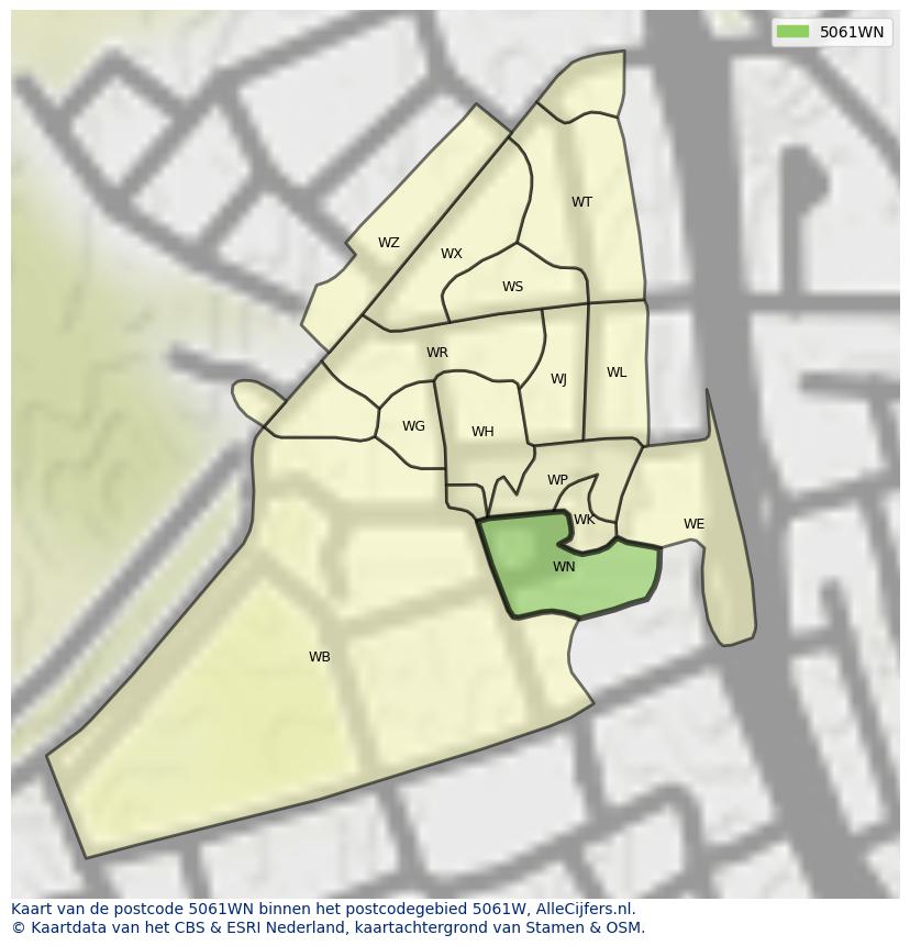 Afbeelding van het postcodegebied 5061 WN op de kaart.