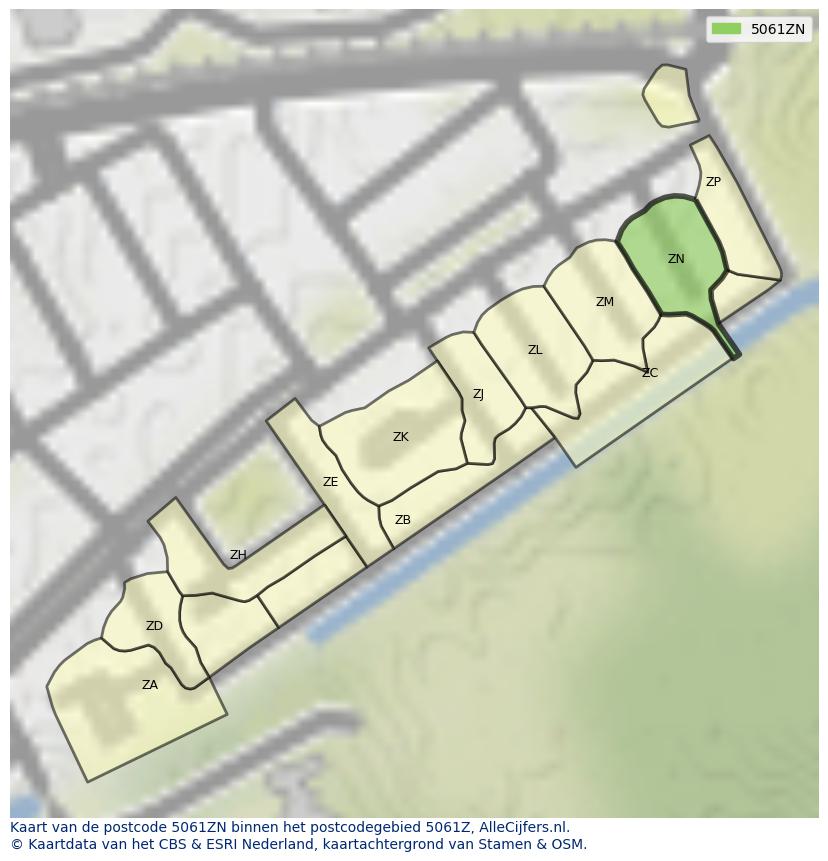 Afbeelding van het postcodegebied 5061 ZN op de kaart.