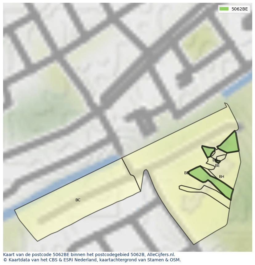 Afbeelding van het postcodegebied 5062 BE op de kaart.