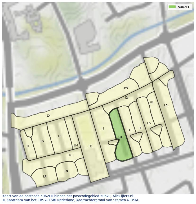 Afbeelding van het postcodegebied 5062 LH op de kaart.