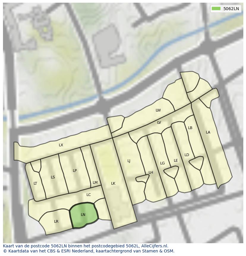 Afbeelding van het postcodegebied 5062 LN op de kaart.