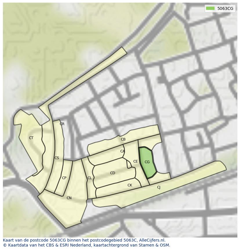 Afbeelding van het postcodegebied 5063 CG op de kaart.