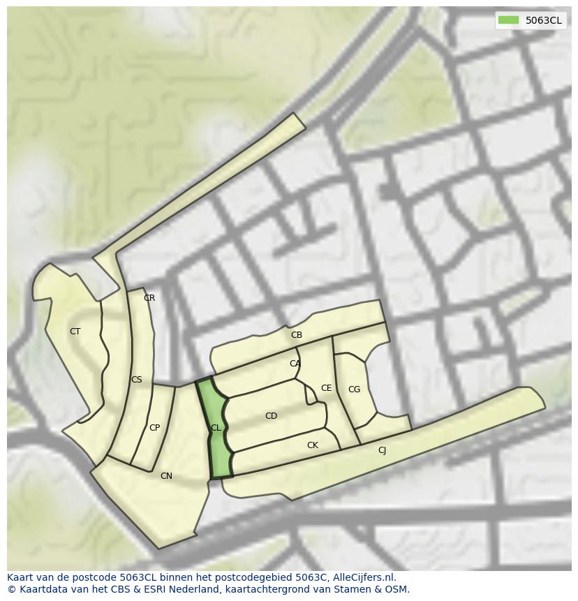 Afbeelding van het postcodegebied 5063 CL op de kaart.
