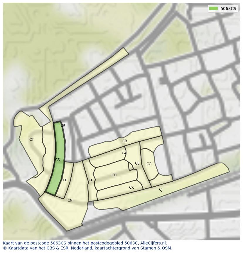 Afbeelding van het postcodegebied 5063 CS op de kaart.