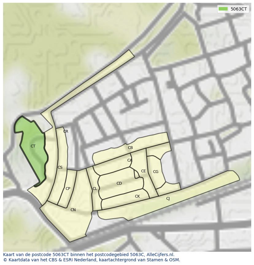 Afbeelding van het postcodegebied 5063 CT op de kaart.