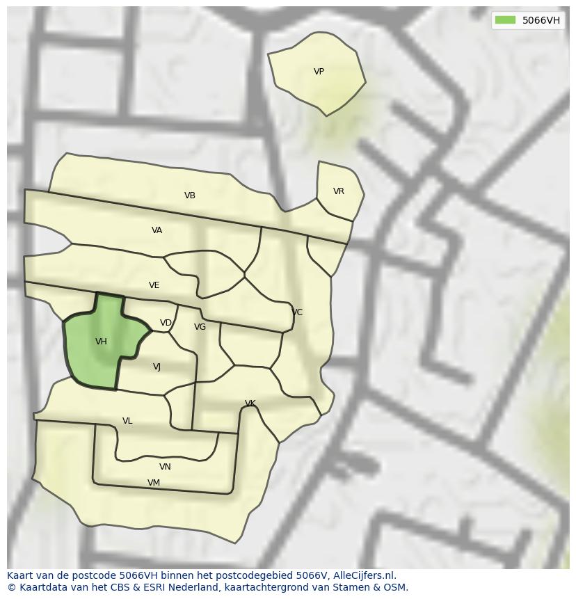 Afbeelding van het postcodegebied 5066 VH op de kaart.