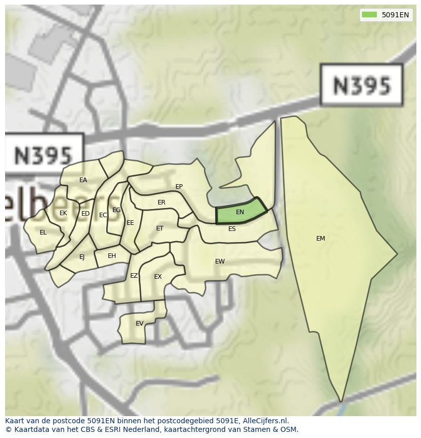 Afbeelding van het postcodegebied 5091 EN op de kaart.