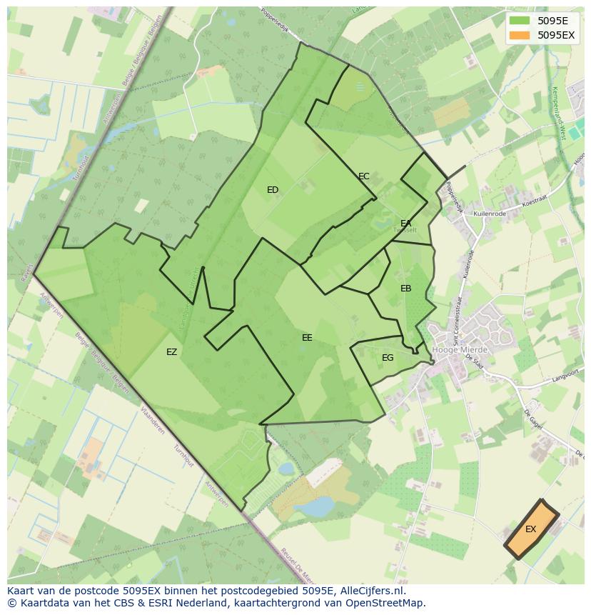 Afbeelding van het postcodegebied 5095 EX op de kaart.