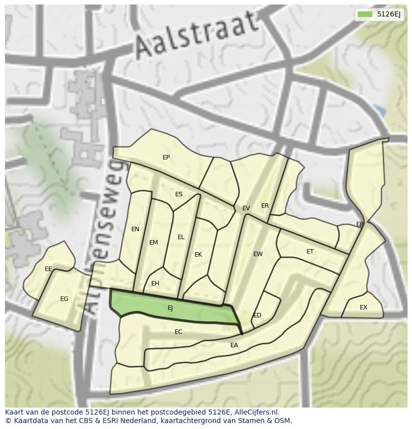 Afbeelding van het postcodegebied 5126 EJ op de kaart.