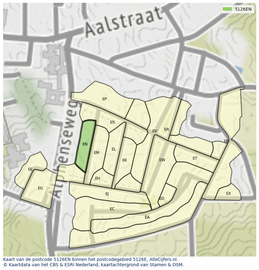 Afbeelding van het postcodegebied 5126 EN op de kaart.