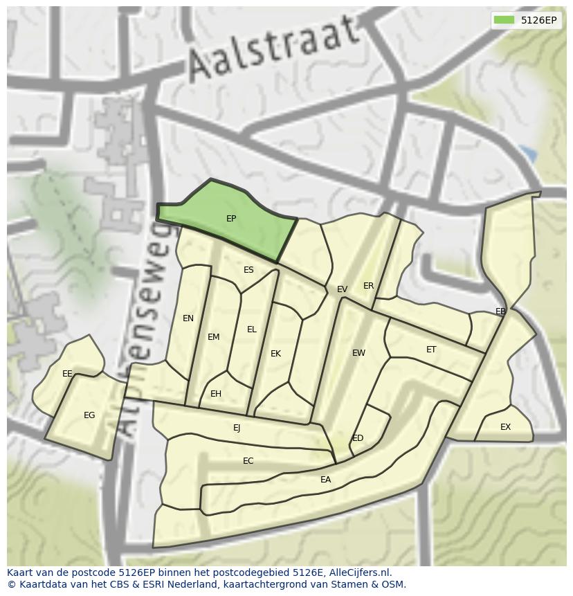 Afbeelding van het postcodegebied 5126 EP op de kaart.