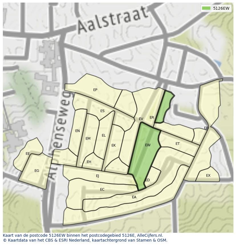 Afbeelding van het postcodegebied 5126 EW op de kaart.