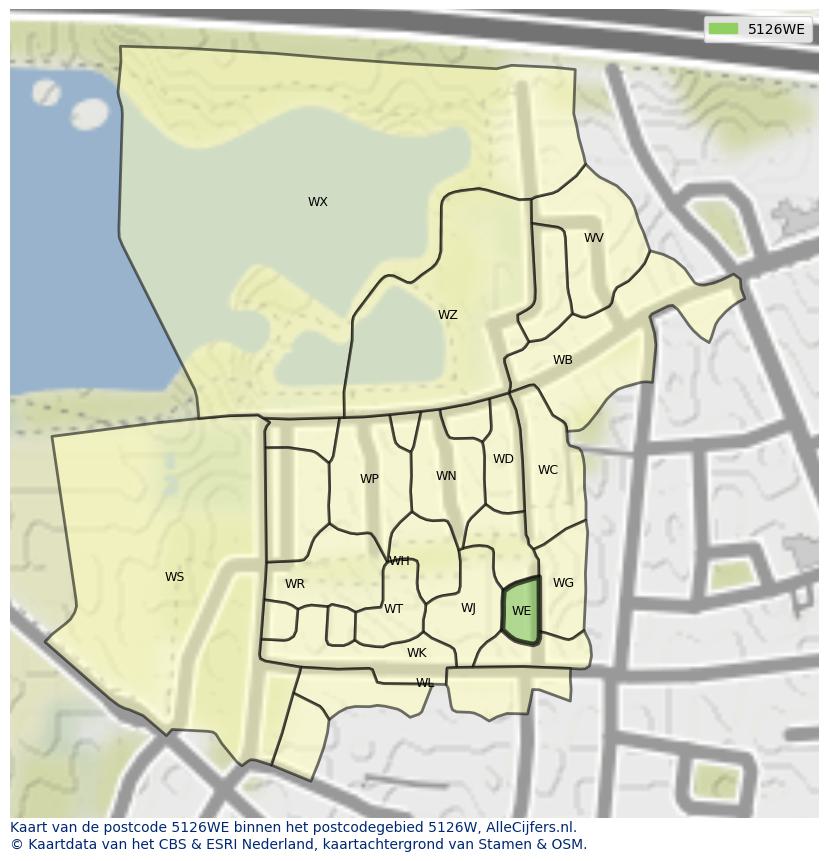 Afbeelding van het postcodegebied 5126 WE op de kaart.