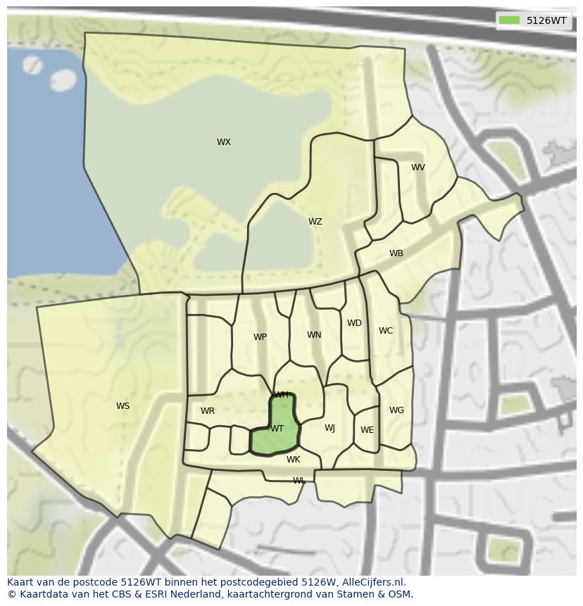 Afbeelding van het postcodegebied 5126 WT op de kaart.