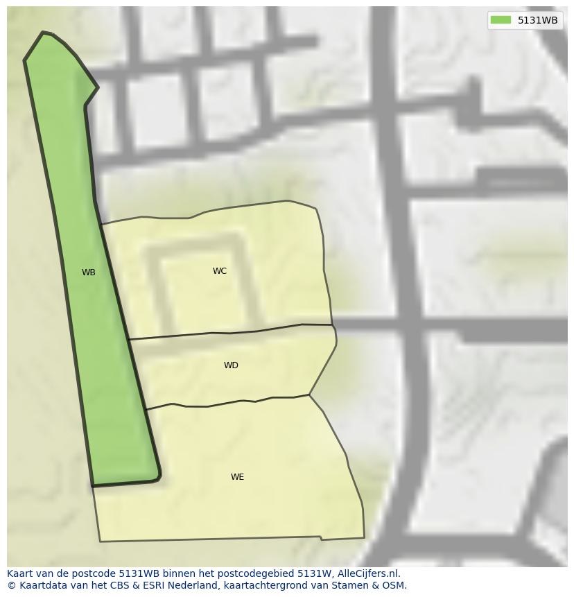 Afbeelding van het postcodegebied 5131 WB op de kaart.