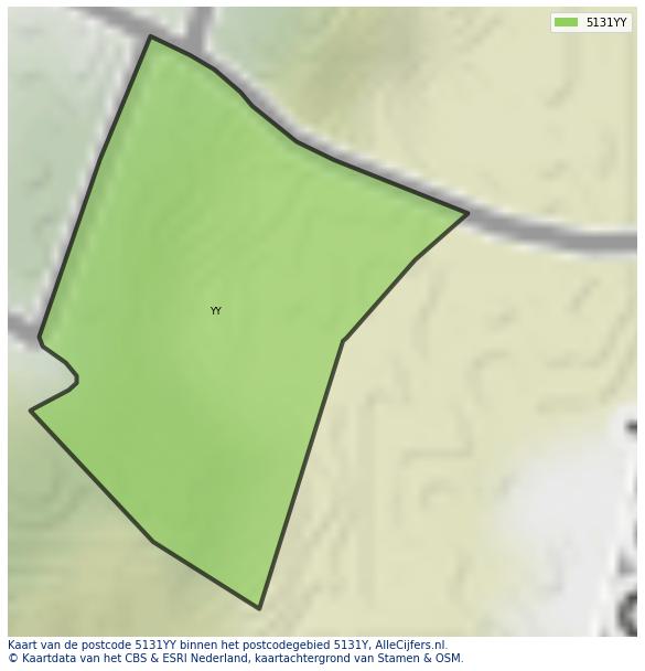 Afbeelding van het postcodegebied 5131 YY op de kaart.