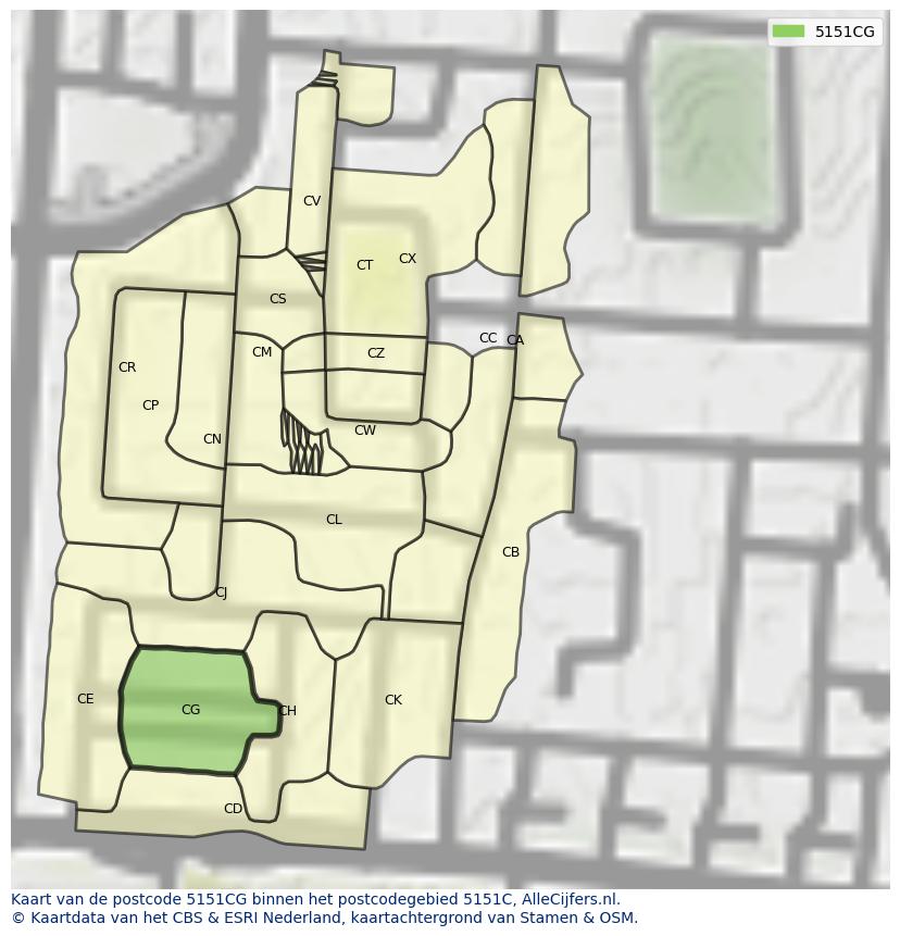 Afbeelding van het postcodegebied 5151 CG op de kaart.