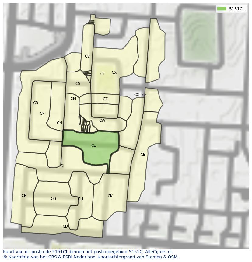 Afbeelding van het postcodegebied 5151 CL op de kaart.