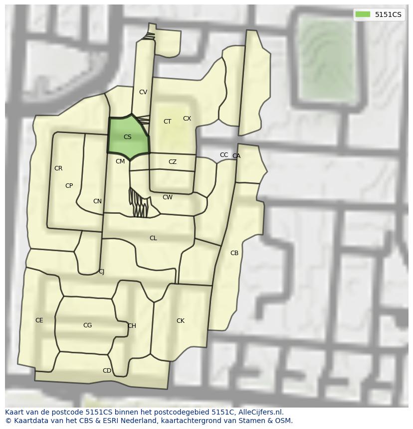 Afbeelding van het postcodegebied 5151 CS op de kaart.