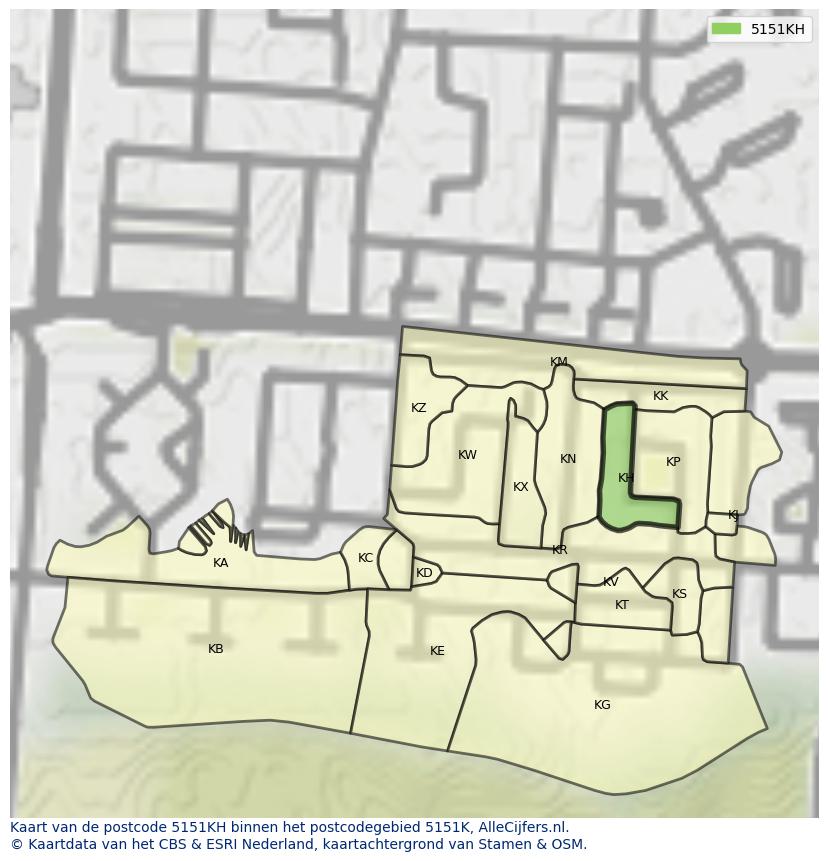 Afbeelding van het postcodegebied 5151 KH op de kaart.