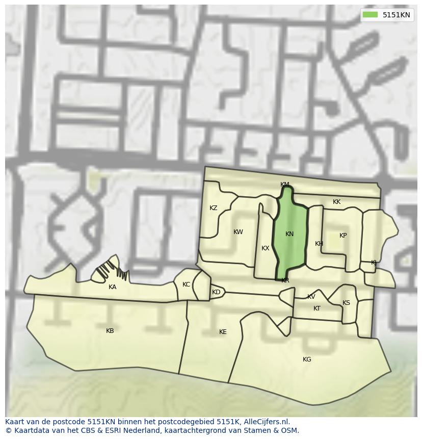 Afbeelding van het postcodegebied 5151 KN op de kaart.