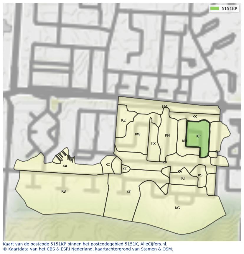 Afbeelding van het postcodegebied 5151 KP op de kaart.