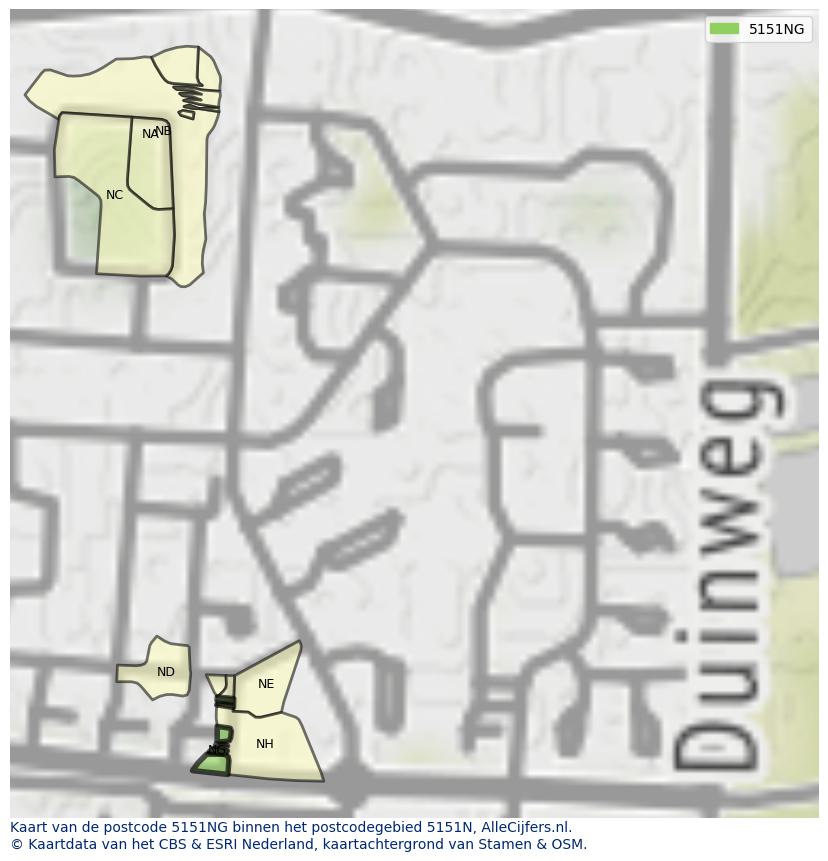 Afbeelding van het postcodegebied 5151 NG op de kaart.