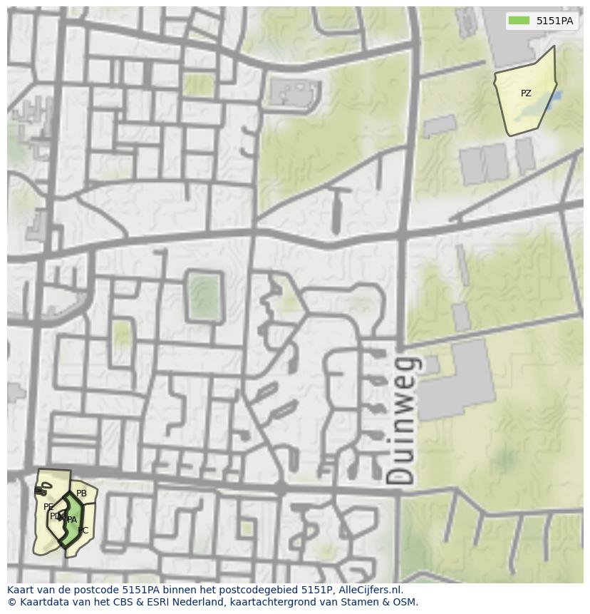 Afbeelding van het postcodegebied 5151 PA op de kaart.