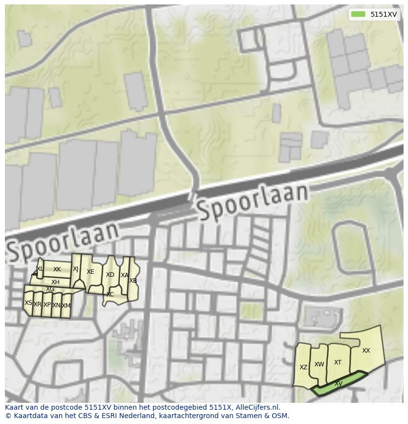 Afbeelding van het postcodegebied 5151 XV op de kaart.