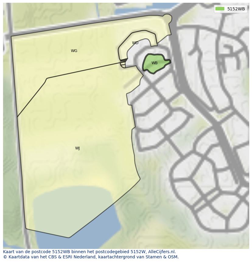 Afbeelding van het postcodegebied 5152 WB op de kaart.