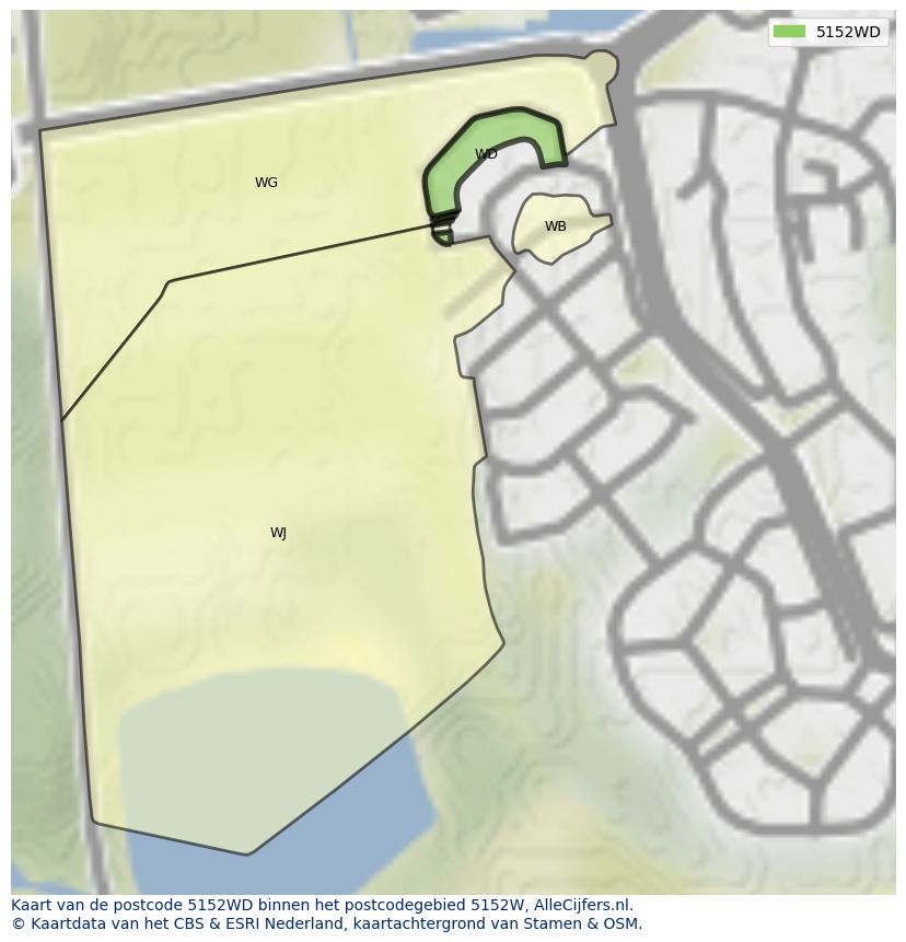 Afbeelding van het postcodegebied 5152 WD op de kaart.