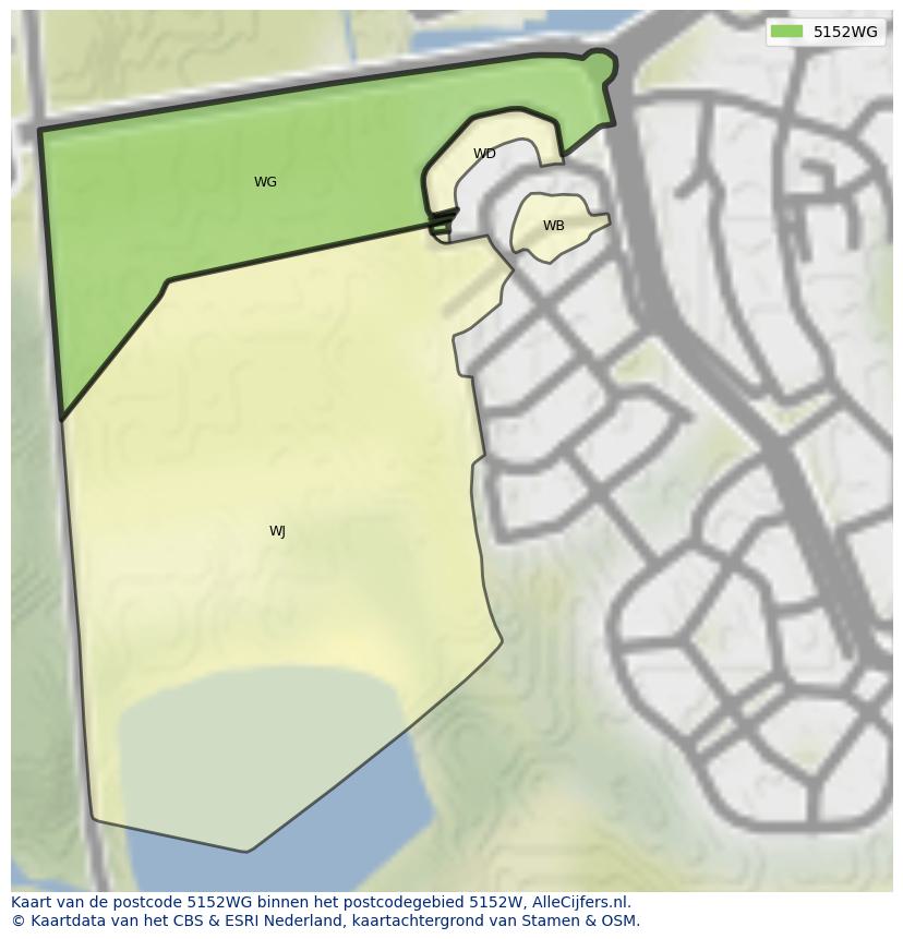 Afbeelding van het postcodegebied 5152 WG op de kaart.