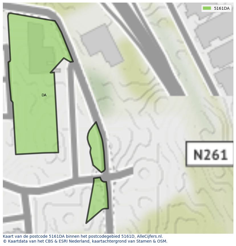Afbeelding van het postcodegebied 5161 DA op de kaart.