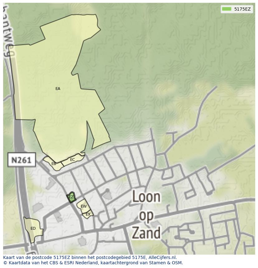 Afbeelding van het postcodegebied 5175 EZ op de kaart.