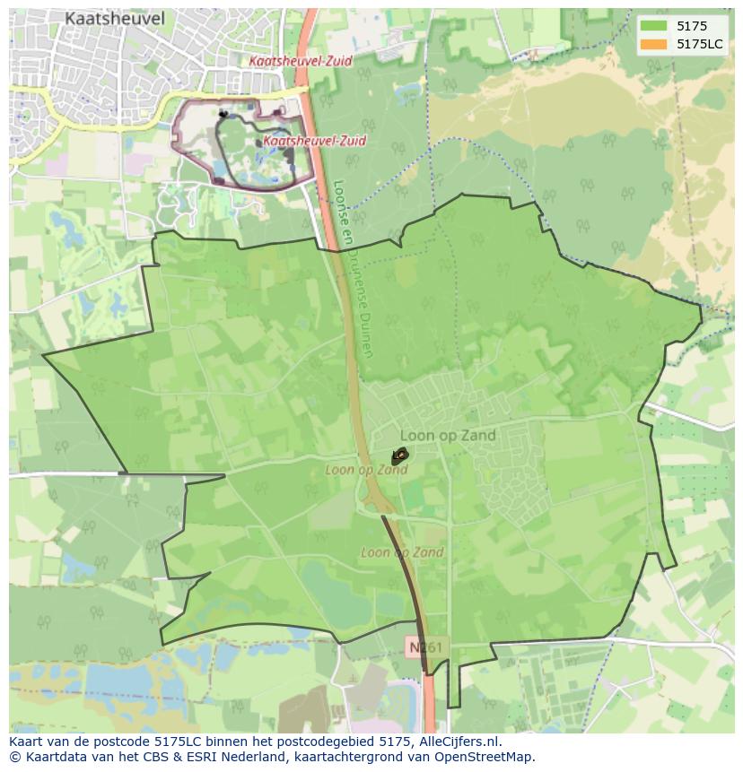 Afbeelding van het postcodegebied 5175 LC op de kaart.