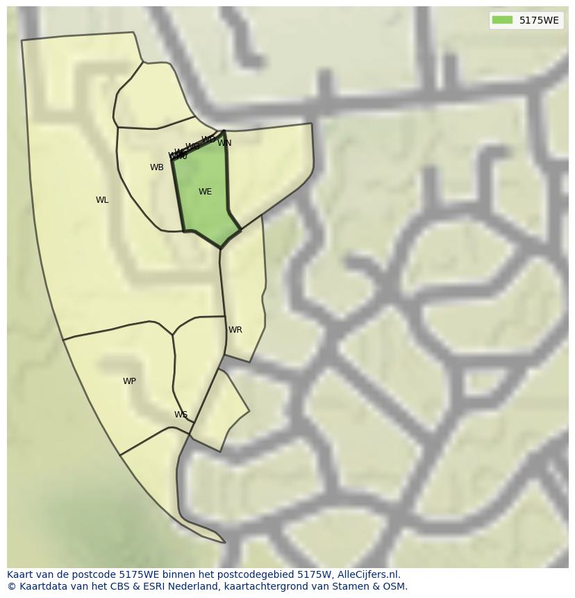 Afbeelding van het postcodegebied 5175 WE op de kaart.